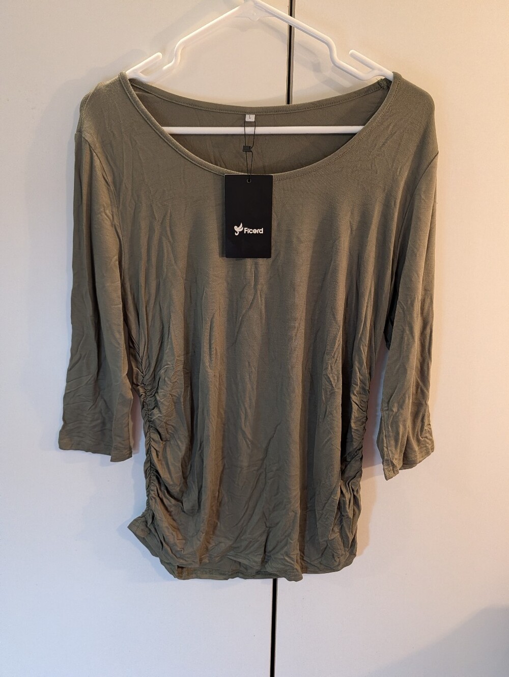 Ficerd Woman's Maternity L 3pack Green/Gray/Black Women's Scoop Neck Top NWT